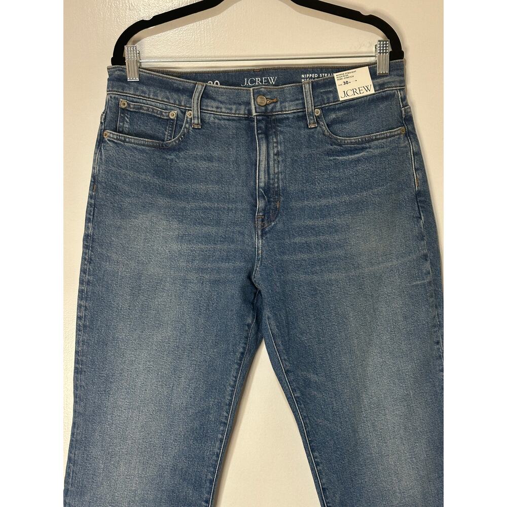 J. Crew Nipped Straight High Rise Jeans Semi-Stretch Charlotte Wash Size 30 NWT - Picture 4 of 16